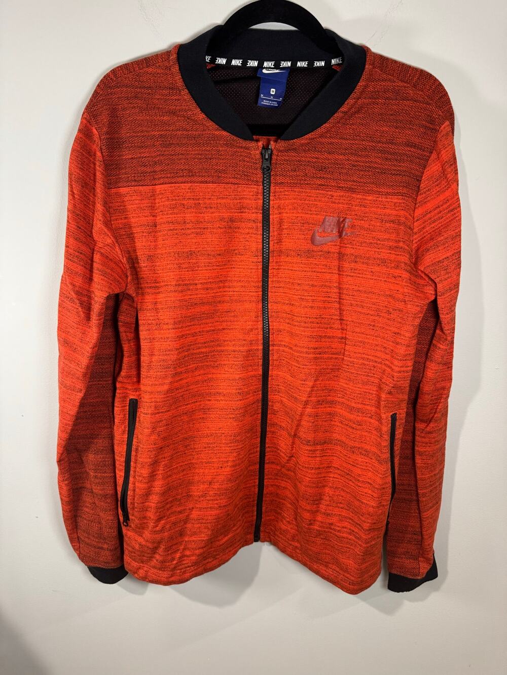 Nike Sportswear Advance 15 Bomber Jacket Men’s Size M – Max Orange Knit Zip-Up